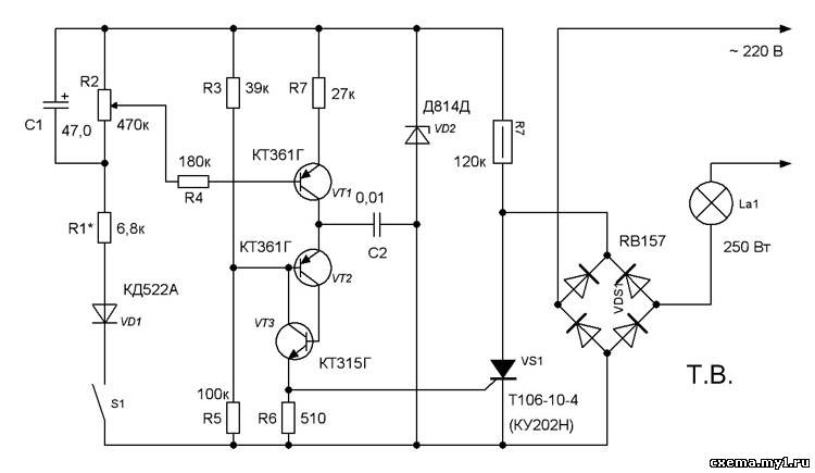 Регулятор настольной лампы схема