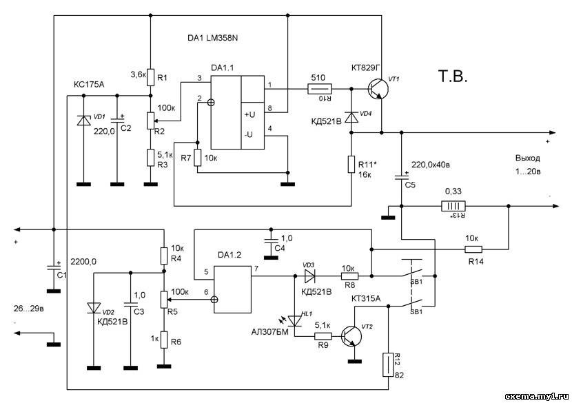 Lm358 схема включения в блоке питания