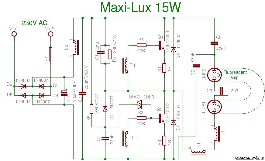 Схемы балластов энергосберегающих ламп