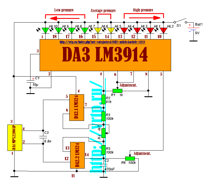 Схемы на микросхеме lm3914