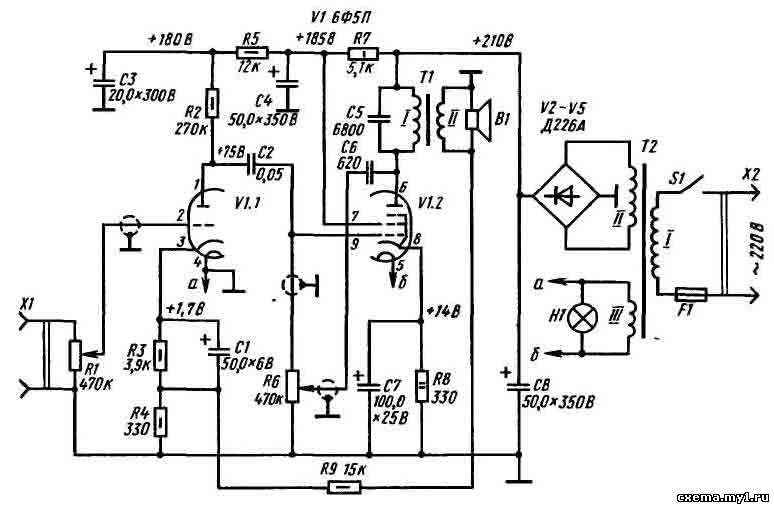 6ф5п усилитель схема однотактный