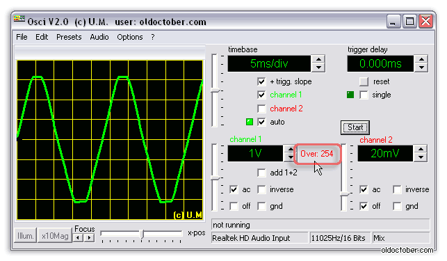  Подключение сигнала через звуковой вход портативного компьютера 